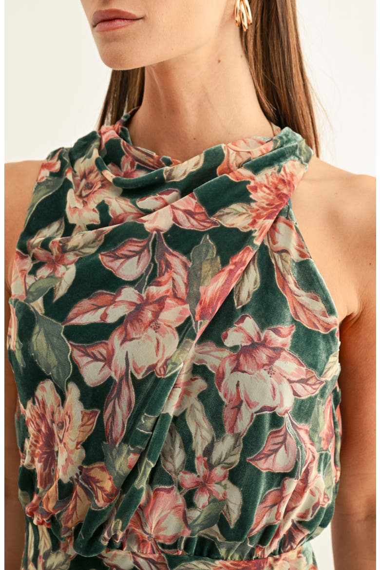 Veda Floral Burnout Maxi Dress, Alternate, color, TEAL MULTI