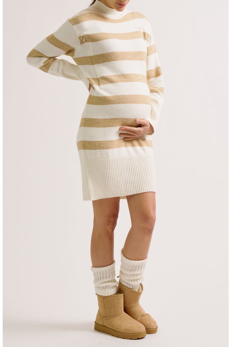 Normandie Maternity & Nursing Sweater Dress, Alternate, color, Beige/Ivory