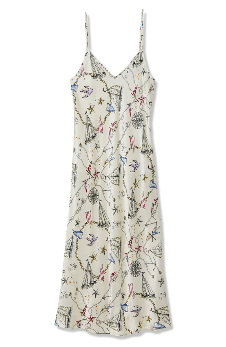 Petite Plume Cosette Regatta Royale Mulberry Silk Nightgown, Alternate, color, Beige