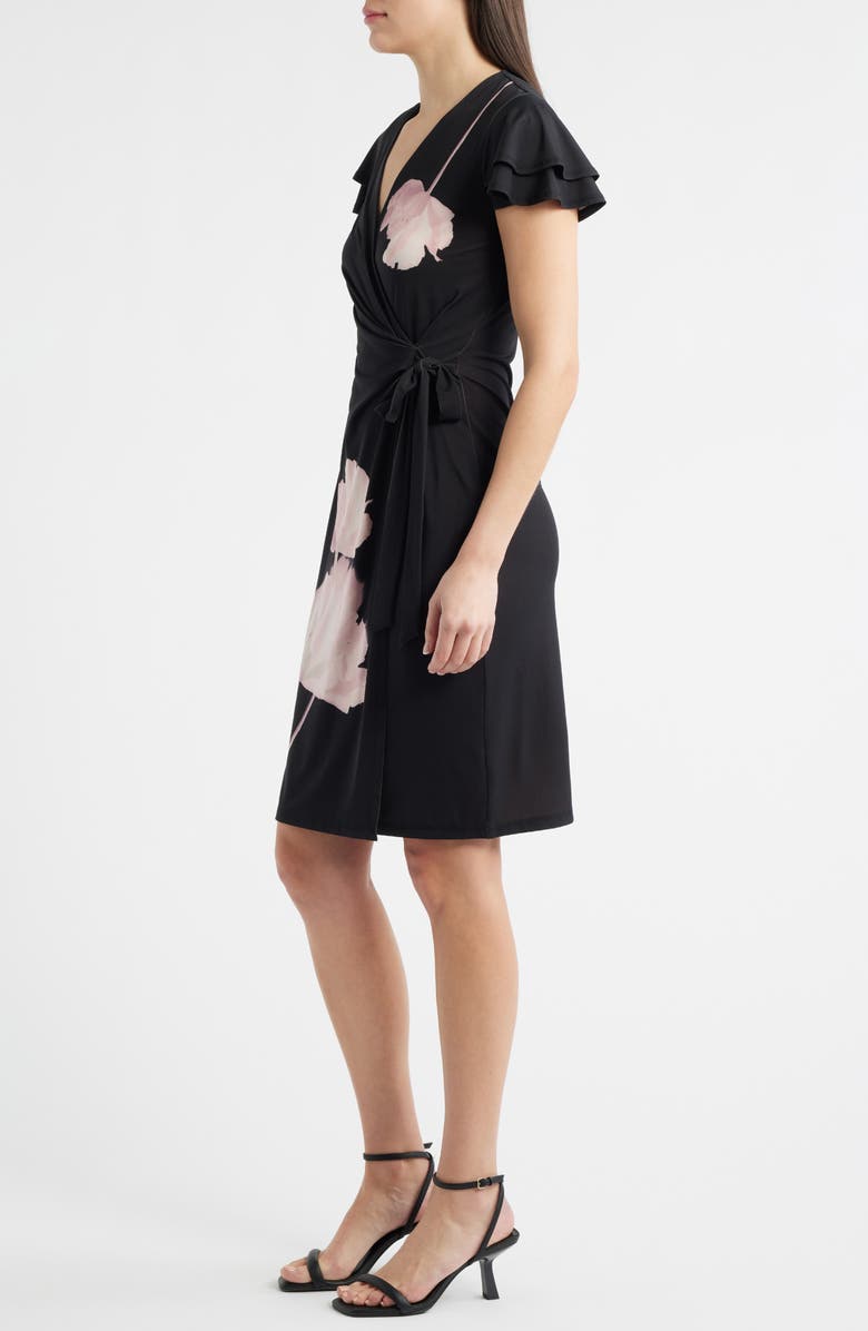 Anne Klein Print Flutter Sleeve Wrap Dress, Alternate, color, 