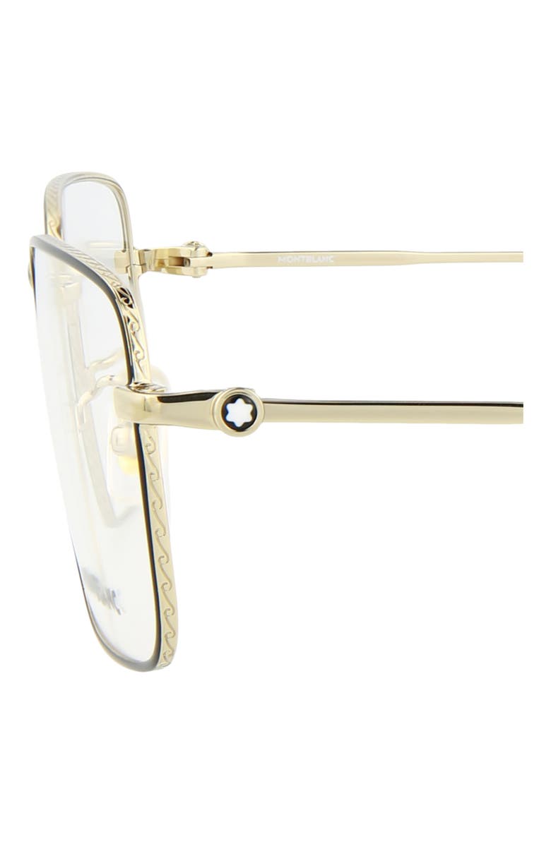 Montblanc 56mm Square Optical Glasses, Alternate, color, Gold Transparent
