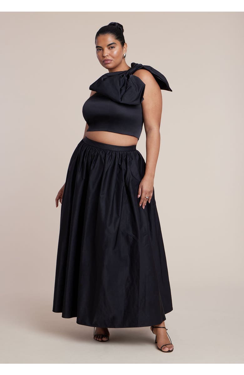 ELOQUII Taffeta Full Maxi Skirt, Main, color, Black Onyx