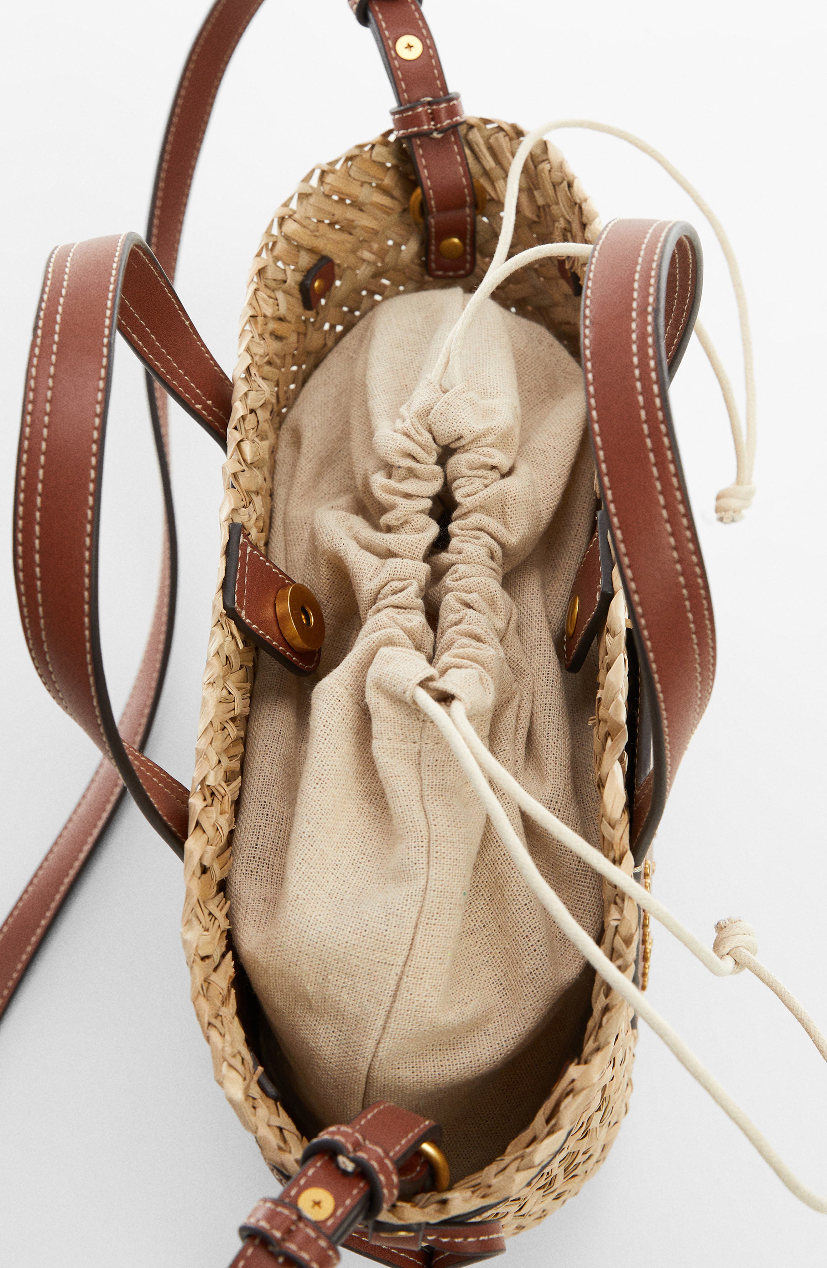 MANGO Taormina Straw Convertible Tote, Alternate, color, 