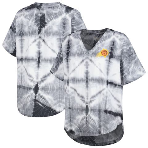 Women's G-III 4Her by Carl Banks Black Phoenix Suns Tournament Raglan Oversized Tie-Dye V-Neck T-Shirt