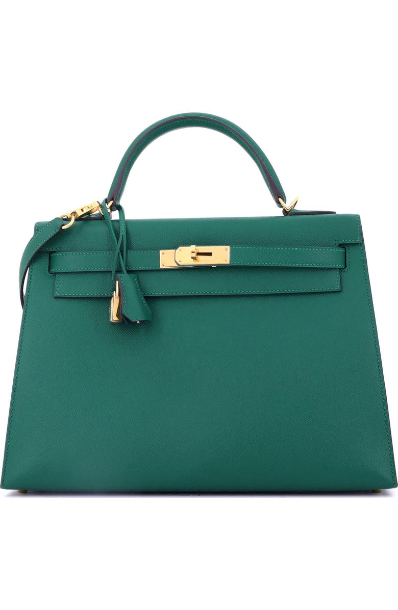 Pre-Owned Hermes Kelly Handbag Green Epsom with Gold Hardware 32, Main, color, Malachite