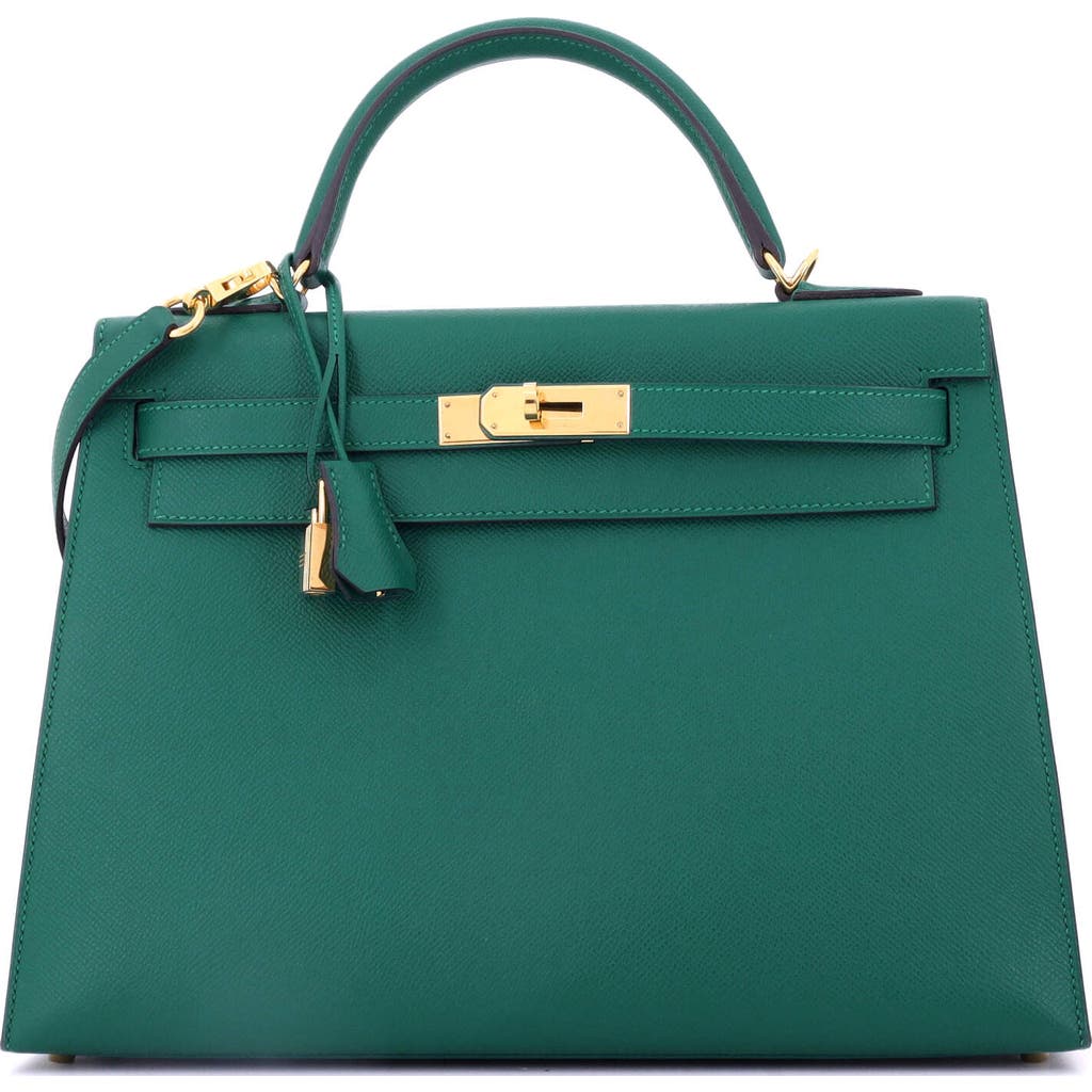 Pre-owned Hermes Hermes Kelly Handbag Green Epsom With Gold Hardware 32