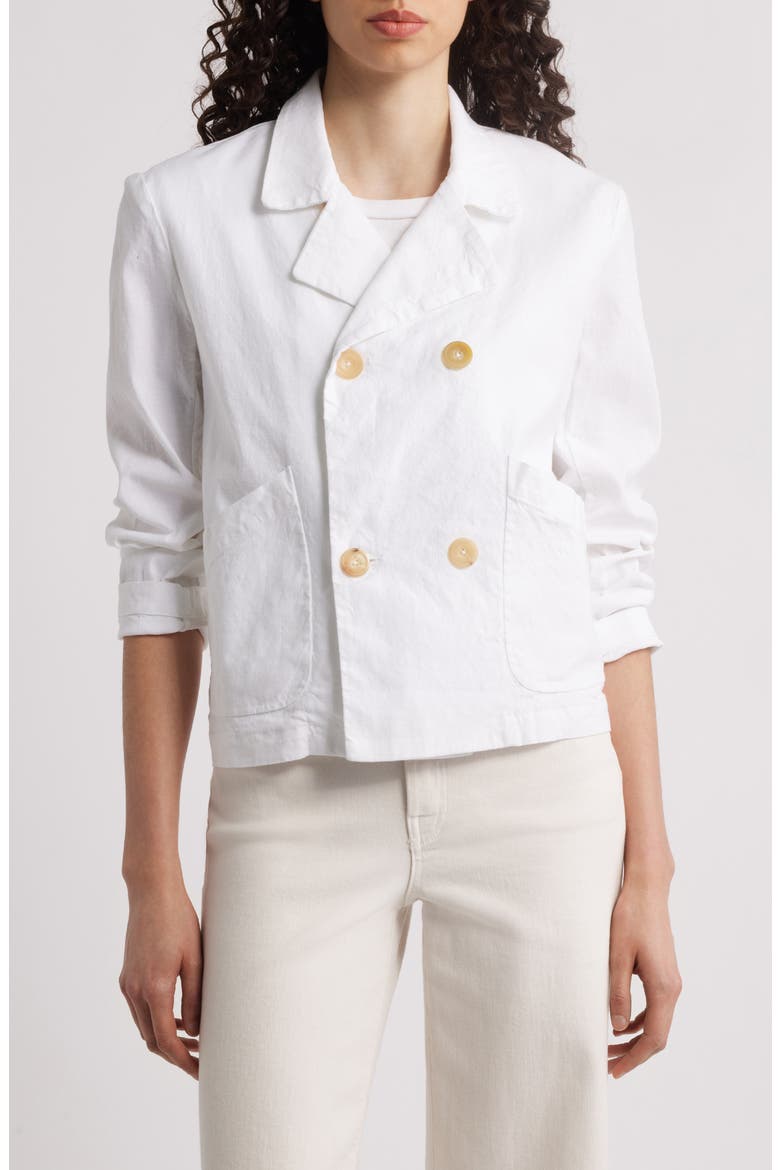 Mini Belfast Stretch Cotton Crop Peacoat, Alternate, color, WHITE PREFORMANCE LINEN