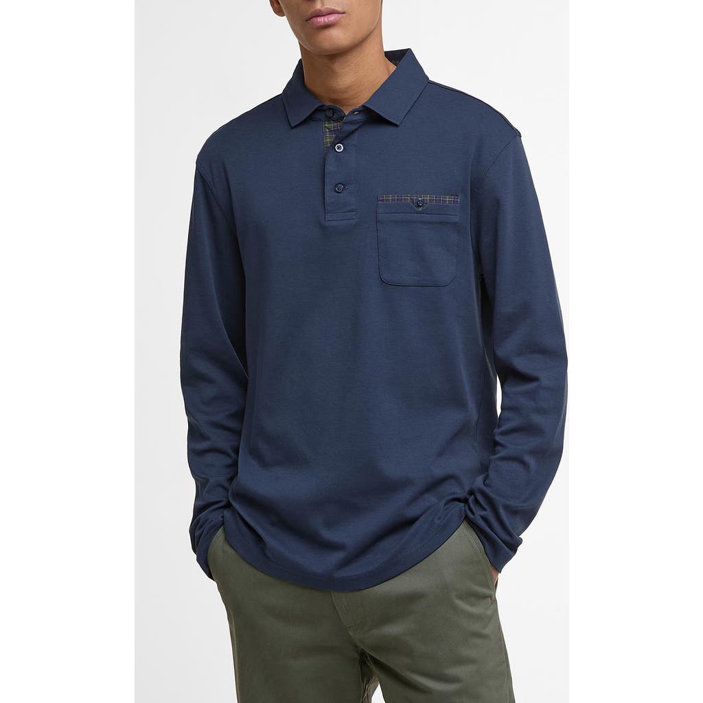 Barbour Long Sleeve Cornpatch Polo Shirt In Blue