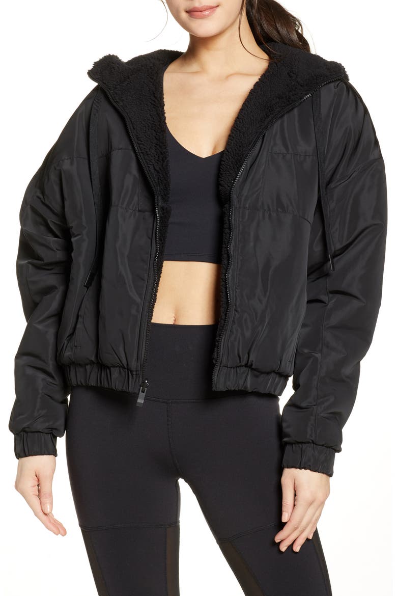 Duality Reversible Faux Shearling Jacket, Main, color, BLACK