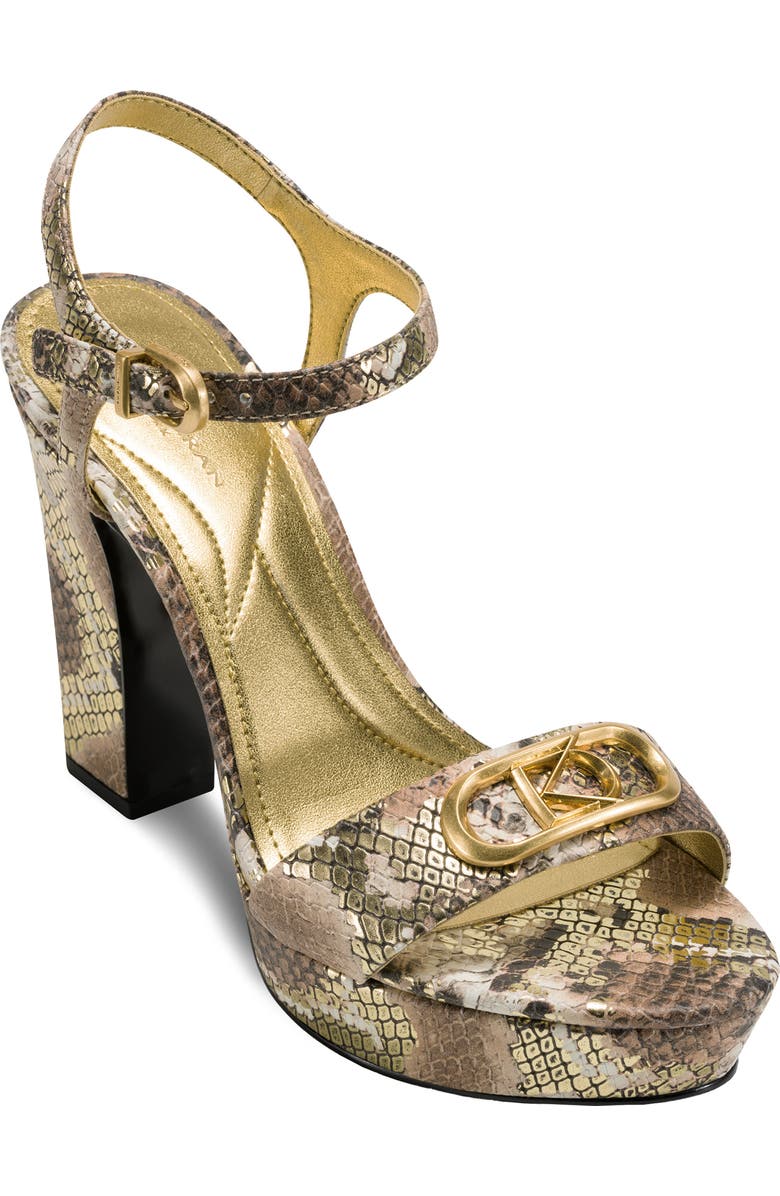 Donna Karan New York Shepard Ankle Strap Platform Sandal, Main, color, Cognac/ Gold