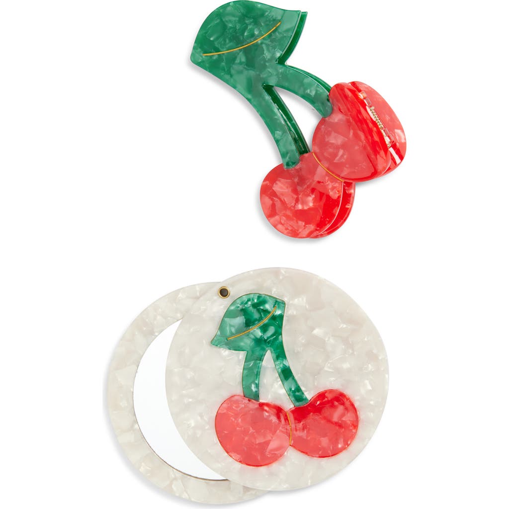 Solar Eclipse Cherry Jaw Clip & Mirror Set In Multi