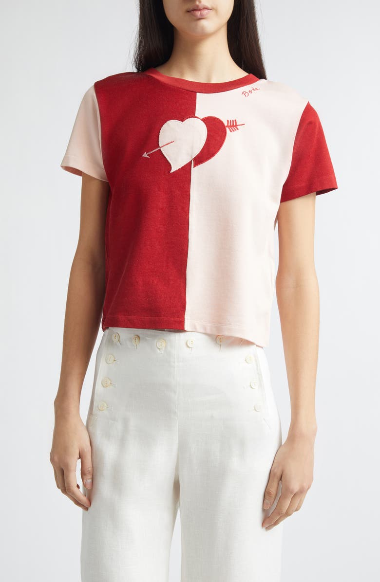 Bode Wonderland Colorblock T-Shirt, Main, color, Red Pink