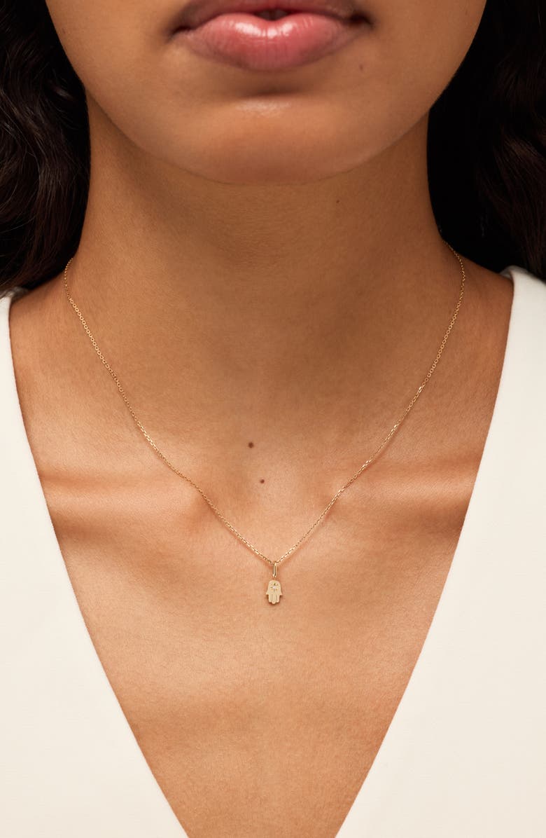 Ana Luisa Solid Yellow Gold - Diamond Hamsa Necklace, Alternate, color, Gold
