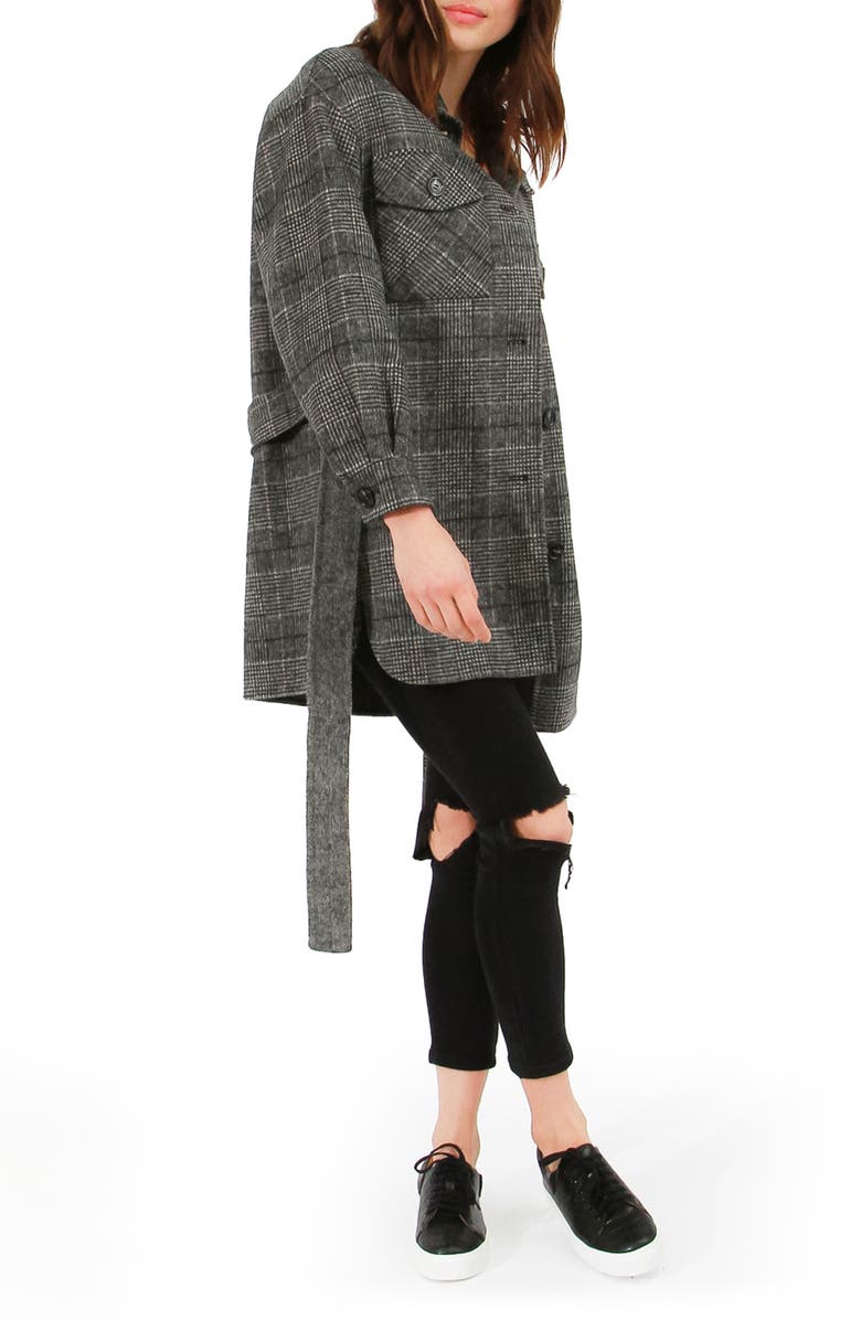 Belle & Bloom Back Together Plaid Wool Blend Coat, Alternate, color, Black/ White