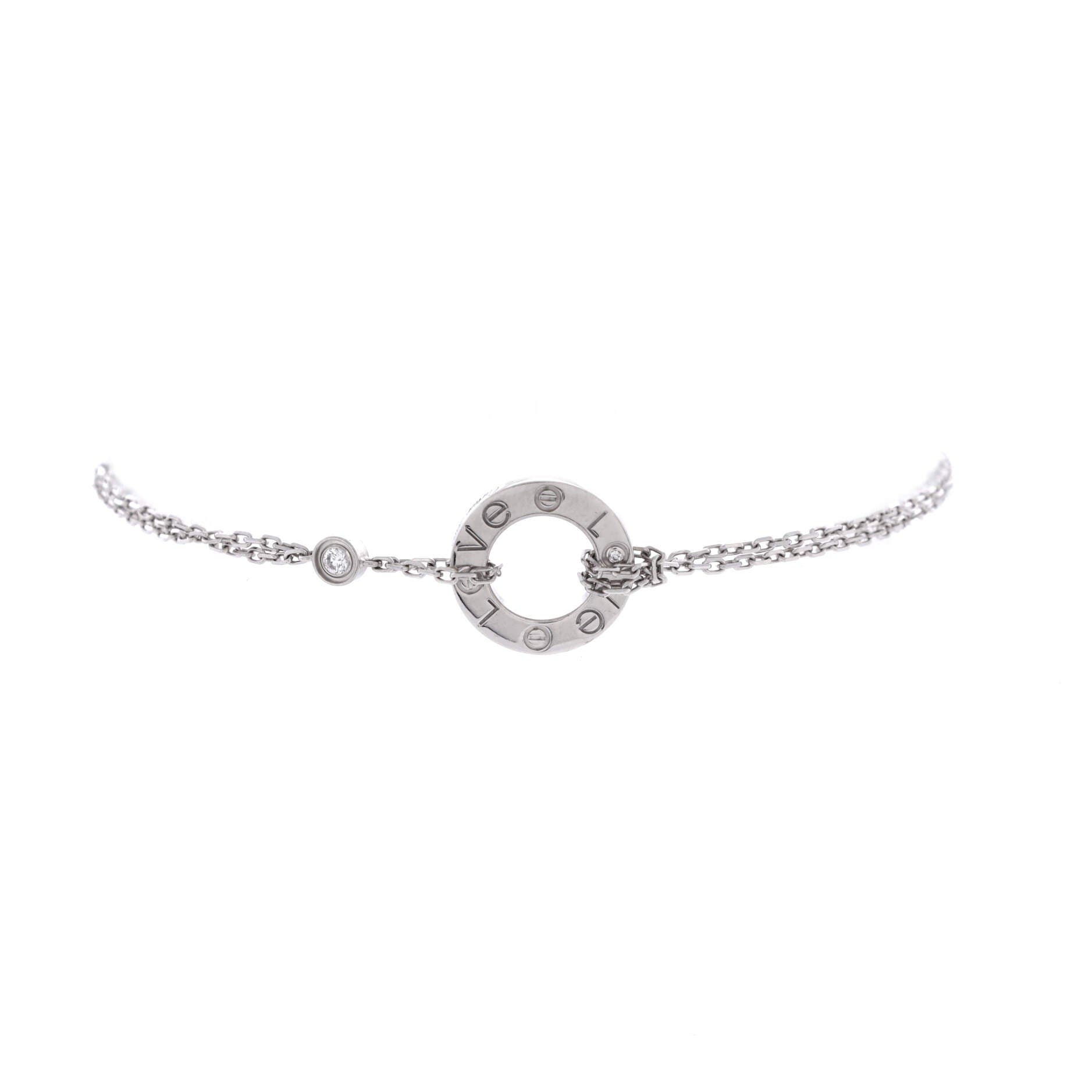 2 Diamonds Love Bracelet 18K White Gold with Diamonds, Main, color, Metallic Gold