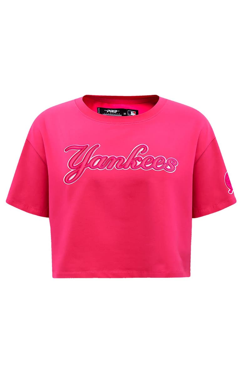 PRO STANDARD Women's Pro Standard Pink New York Yankees Triple Pink Boxy Cropped T-Shirt, Alternate, color, 