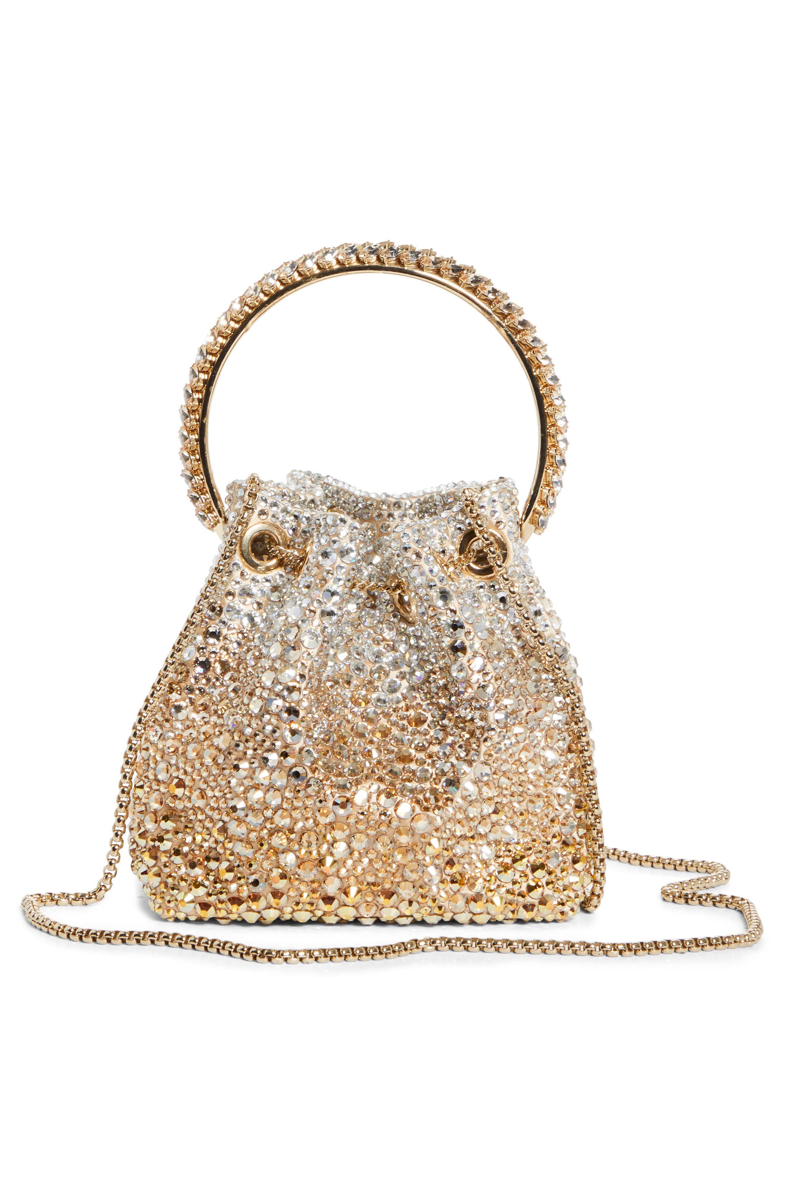 Jimmy Choo Bon Bon Crystal Embellished Top Handle Pouch, Alternate, color, 