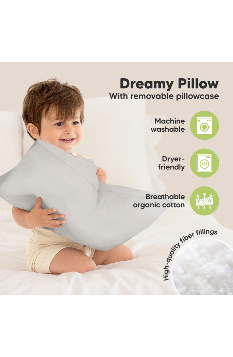 KeaBabies Toddler Pillow with Pillowcase, Alternate, color, French Gray