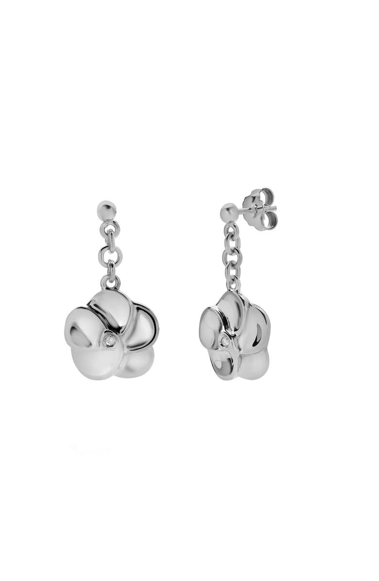LuvMyJewelry Florelle Sterling Silver 0.02 Ct Diamond Floral Drop Earrings, Main, color, 925 Sterling Silver