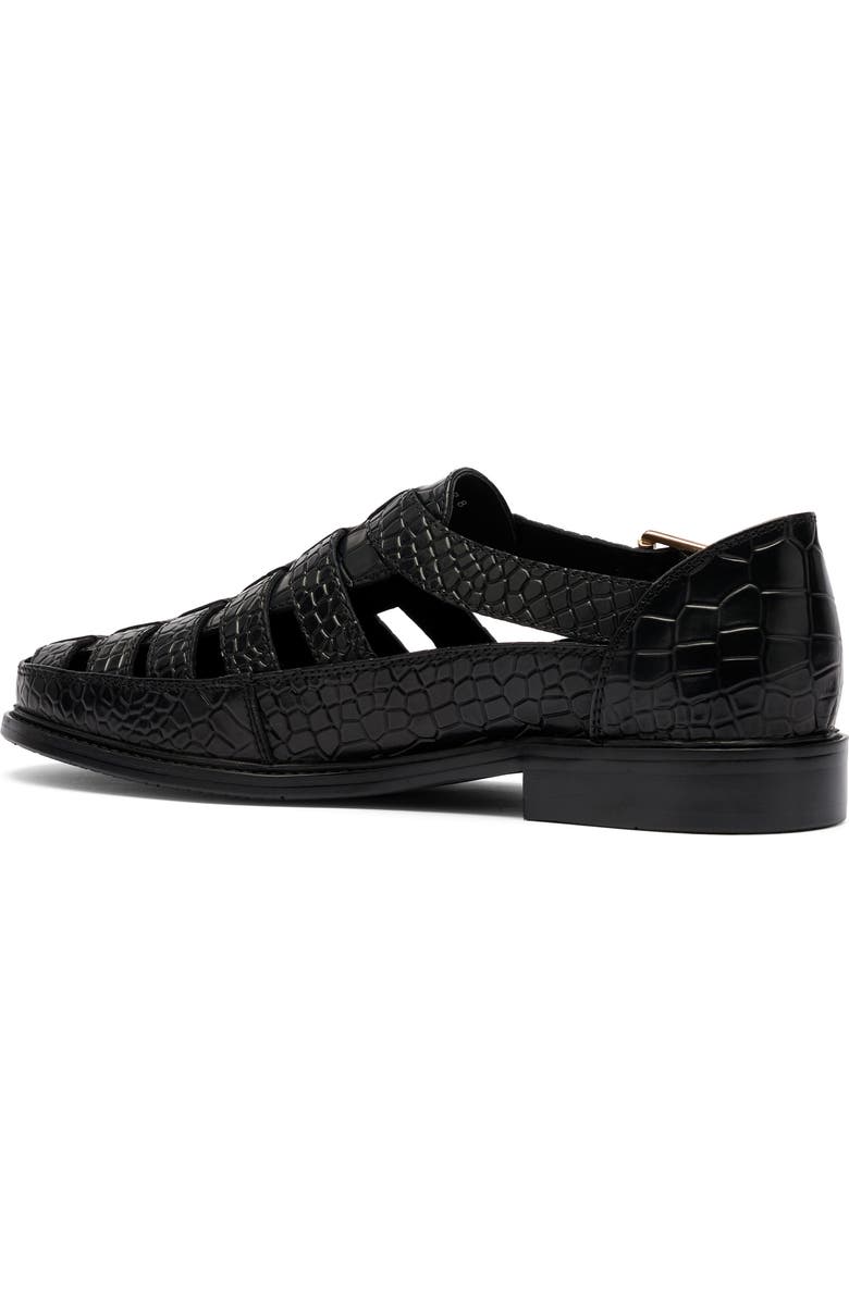 MARC NOLAN Mariner Croc Embossed Leather Fisherman Sandal, Alternate, color, Black Croc