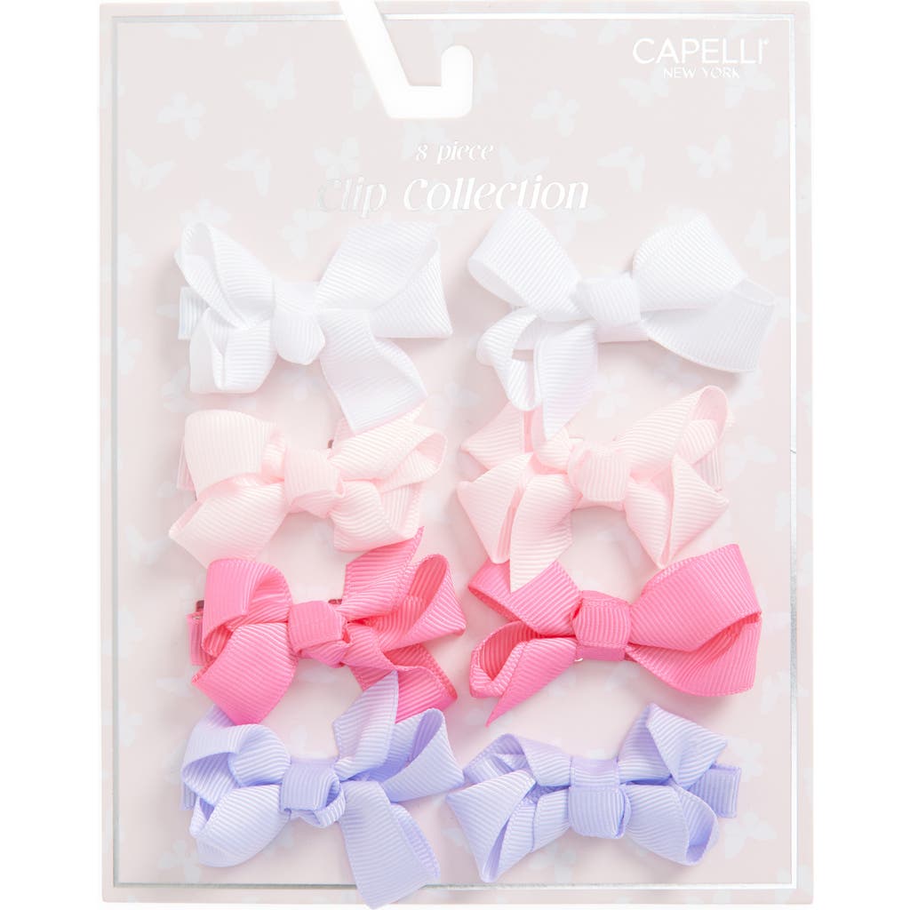 Capelli New York Kids' Assorted 8-pack Bow Clips In Pink Combo