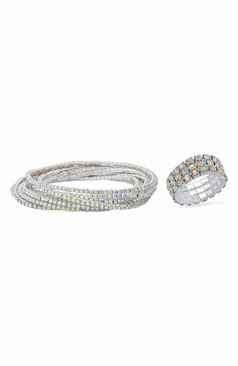 2-Piece Crystal Stretch Bracelet & Ring Set