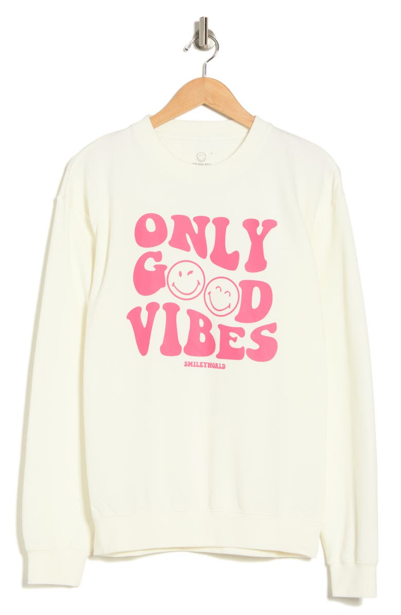 Desert Dreamer Smiley Only Good Vibes Long Sleeve Cotton Blend Graphic T-Shirt, Alternate, color, 