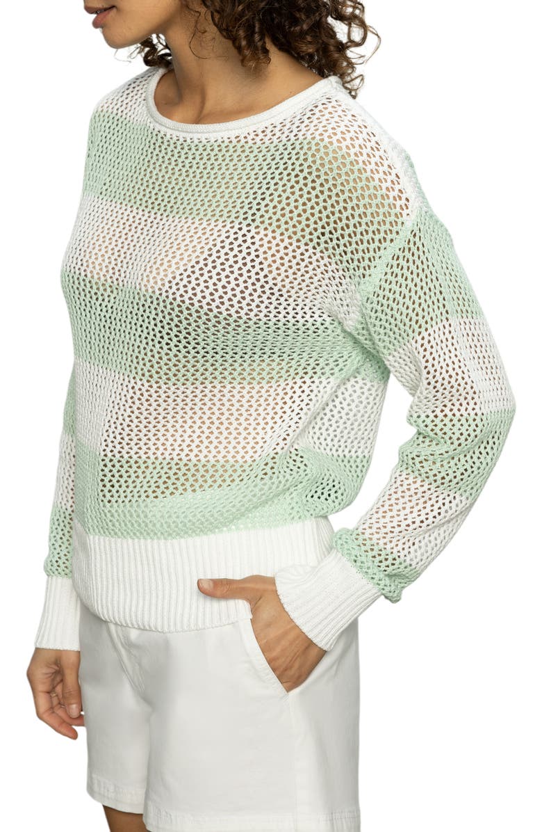 Sanctuary Cotton Open Knit Sweater, Alternate, color, Mint Tea