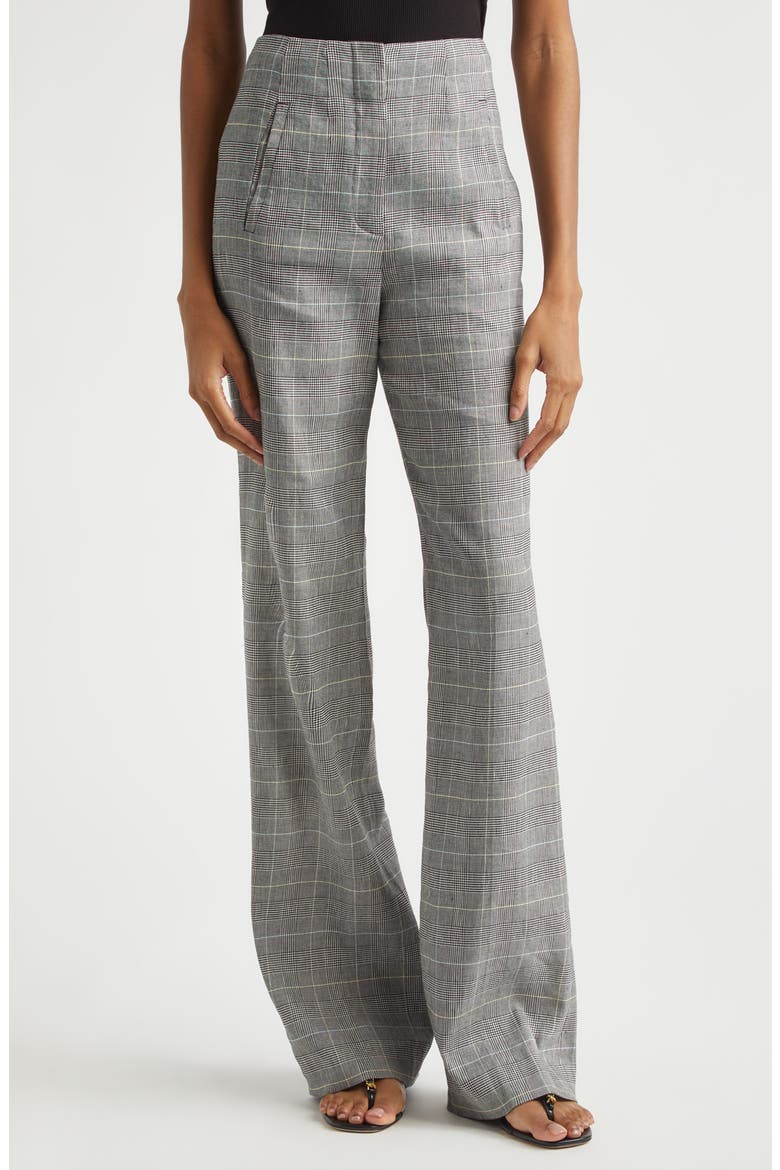 Jude High Waist Wide Leg Glen Plaid Pants, Main, color, BLACK MULTI