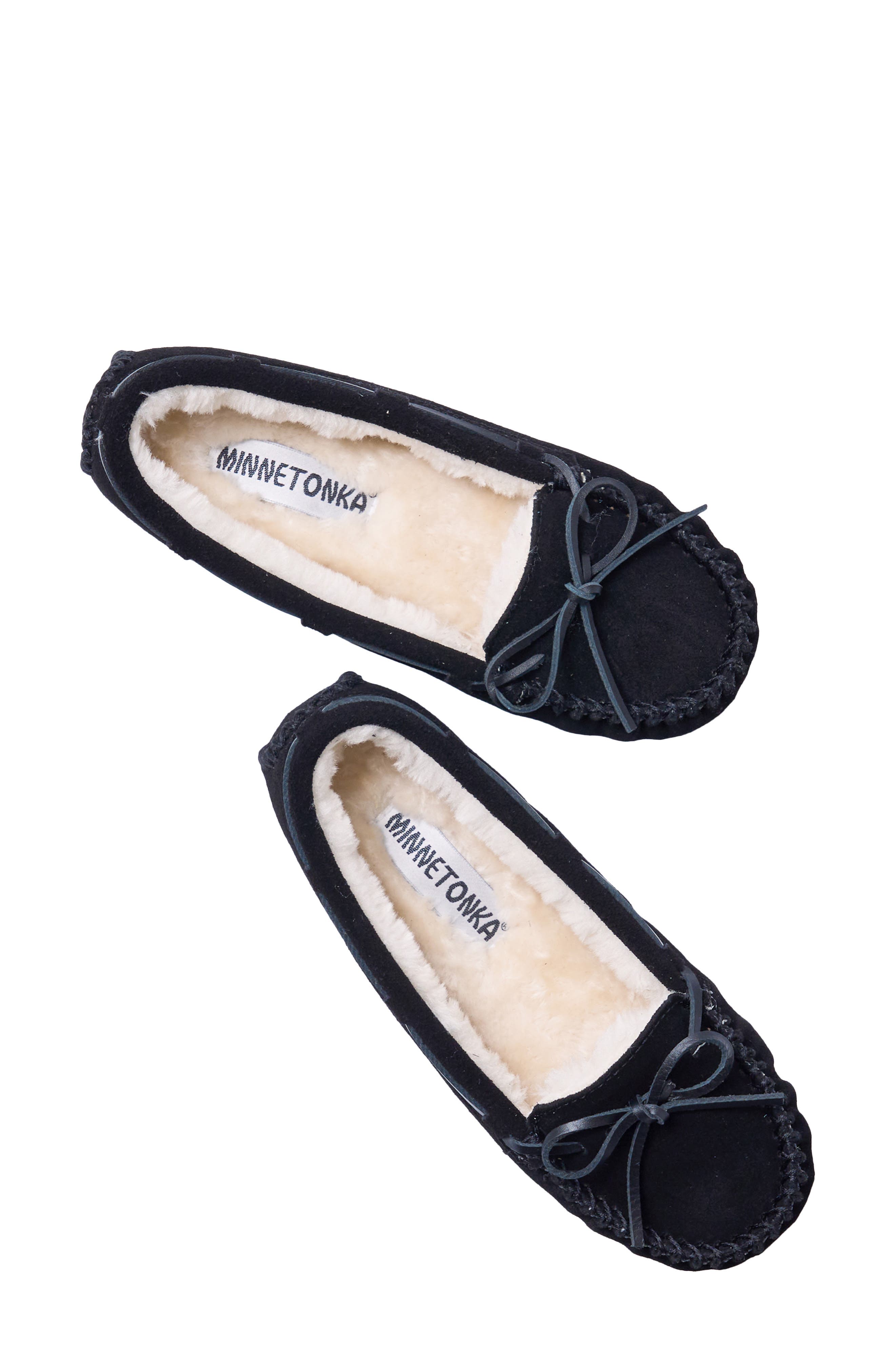 Minnetonka Cally Slipper, Alternate, color, Black Suede