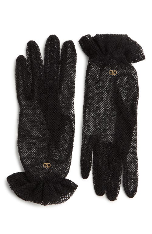 Valentino Garavani Vlogo Signature Tulle Gloves In Black