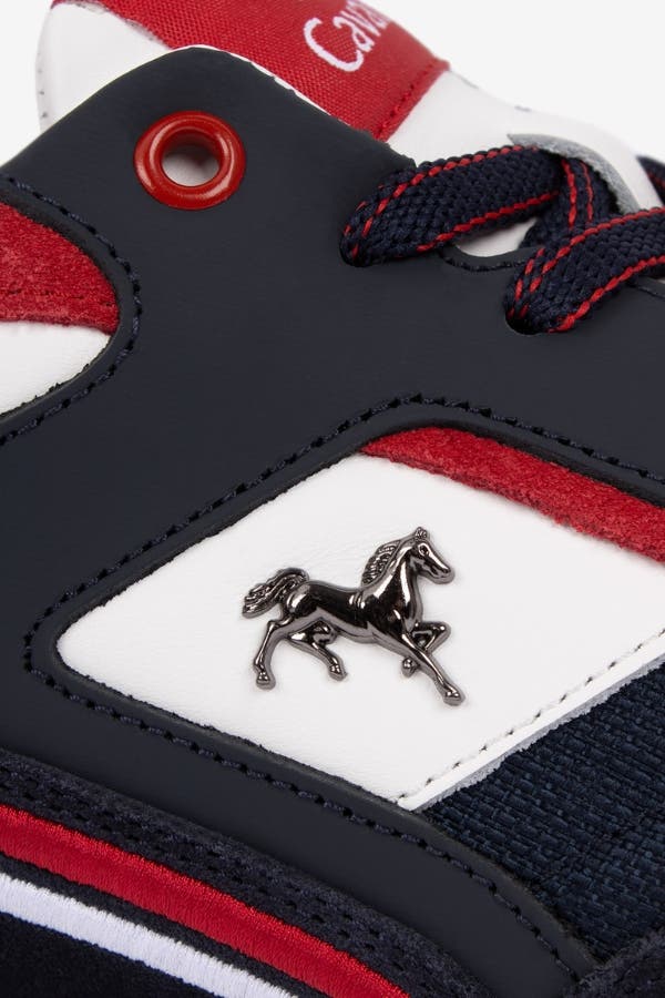 Courtesy Leather Sneakers, Alternate, color, Navy / White / Red