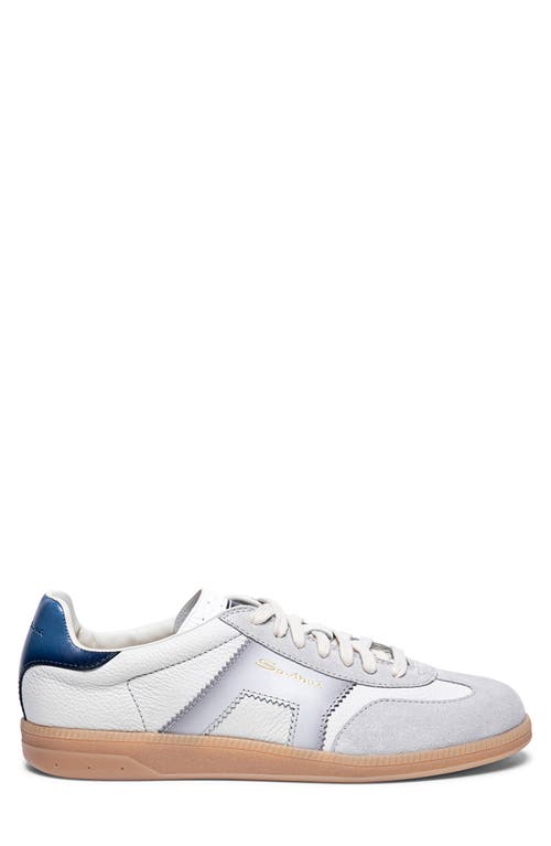 Santoni Dbs Leather And Suede Sneakers In White
