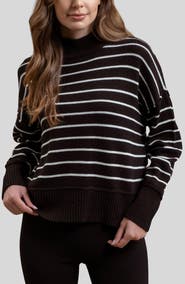 Blu Pepper Stripe Mock Neck Sweater