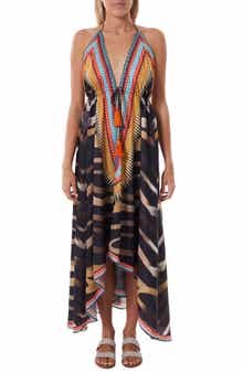 RANEES Halter Neck Stripe Print Dress