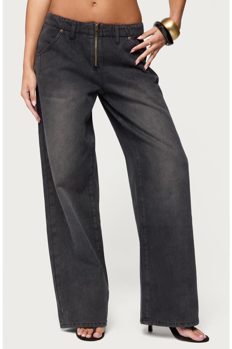 Aliyah Low Rise Wide Leg Jeans, Main, color, BLACK-WASHED