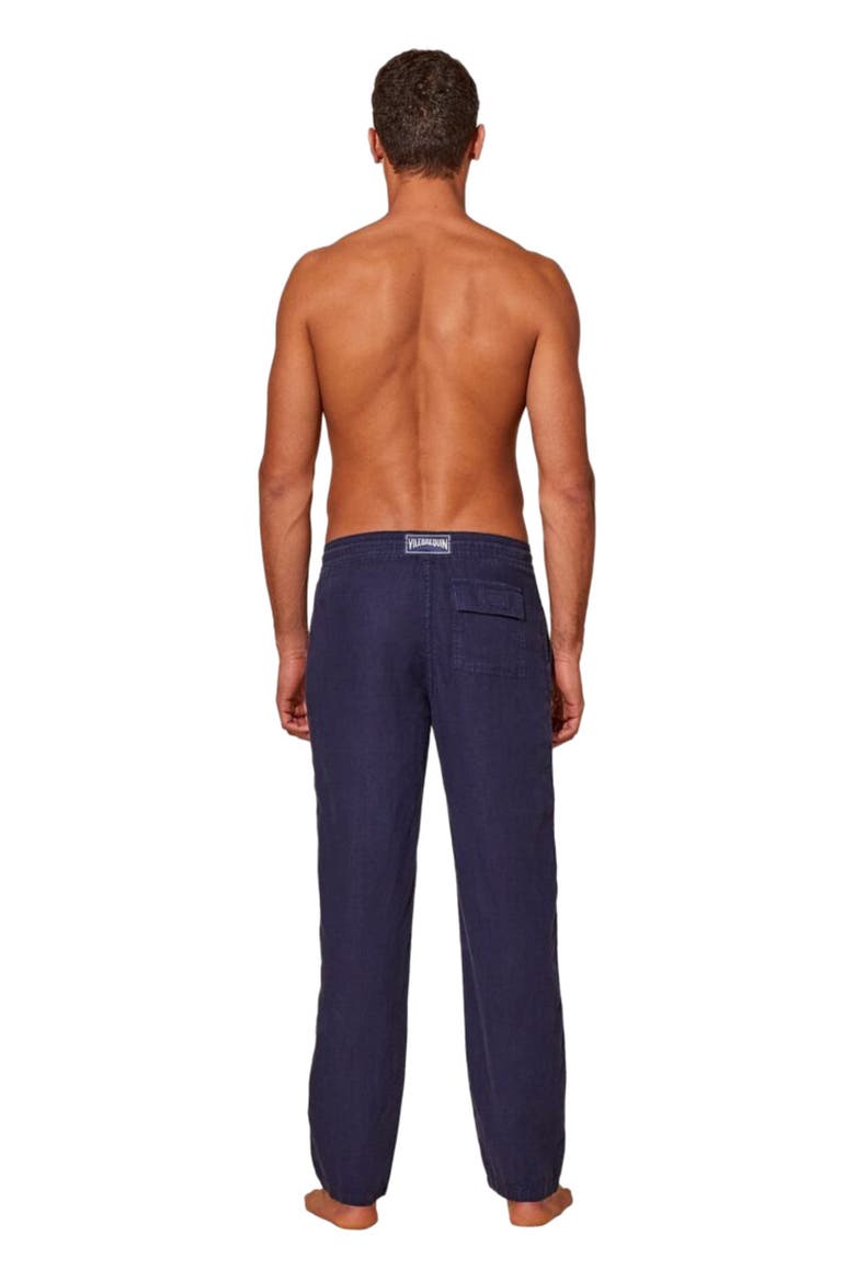 Men's Solid Linen Pants, Alternate, color, NAVY