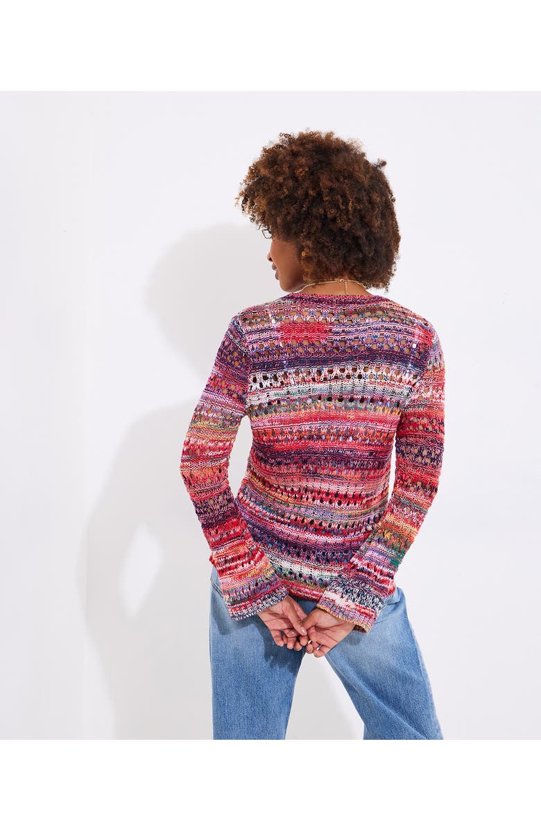 Joe Browns Long Sleeve Pointelle Sweater, Alternate, color, Multicolor Stripe