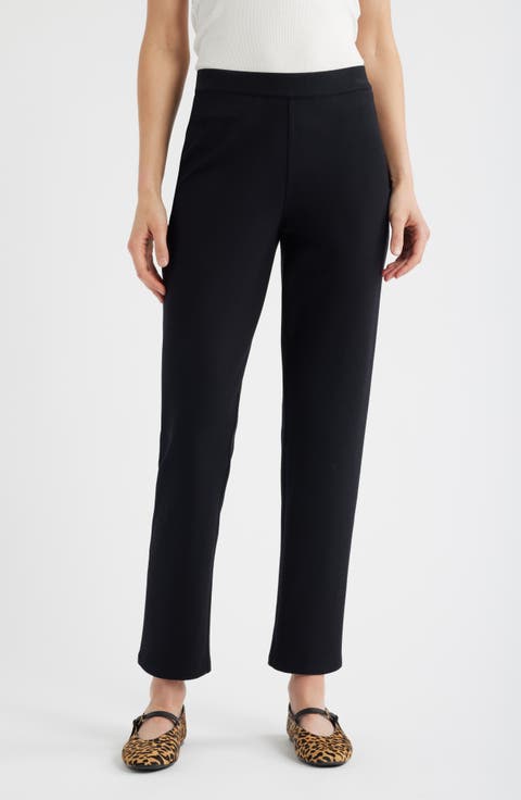 Pull-On Stretch Ponte Skinny Ankle Pants