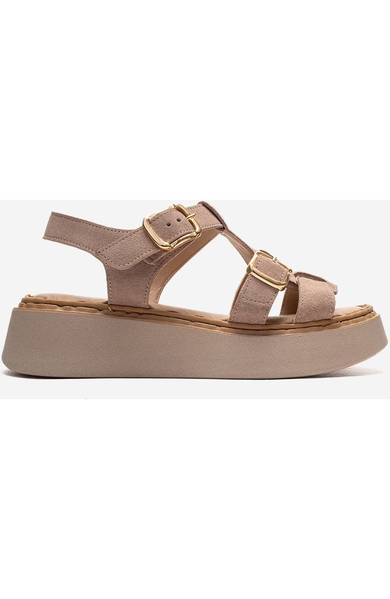 Forever & Always Shoes Loin Leather Platform Sandal, Alternate, color, Beige Suede