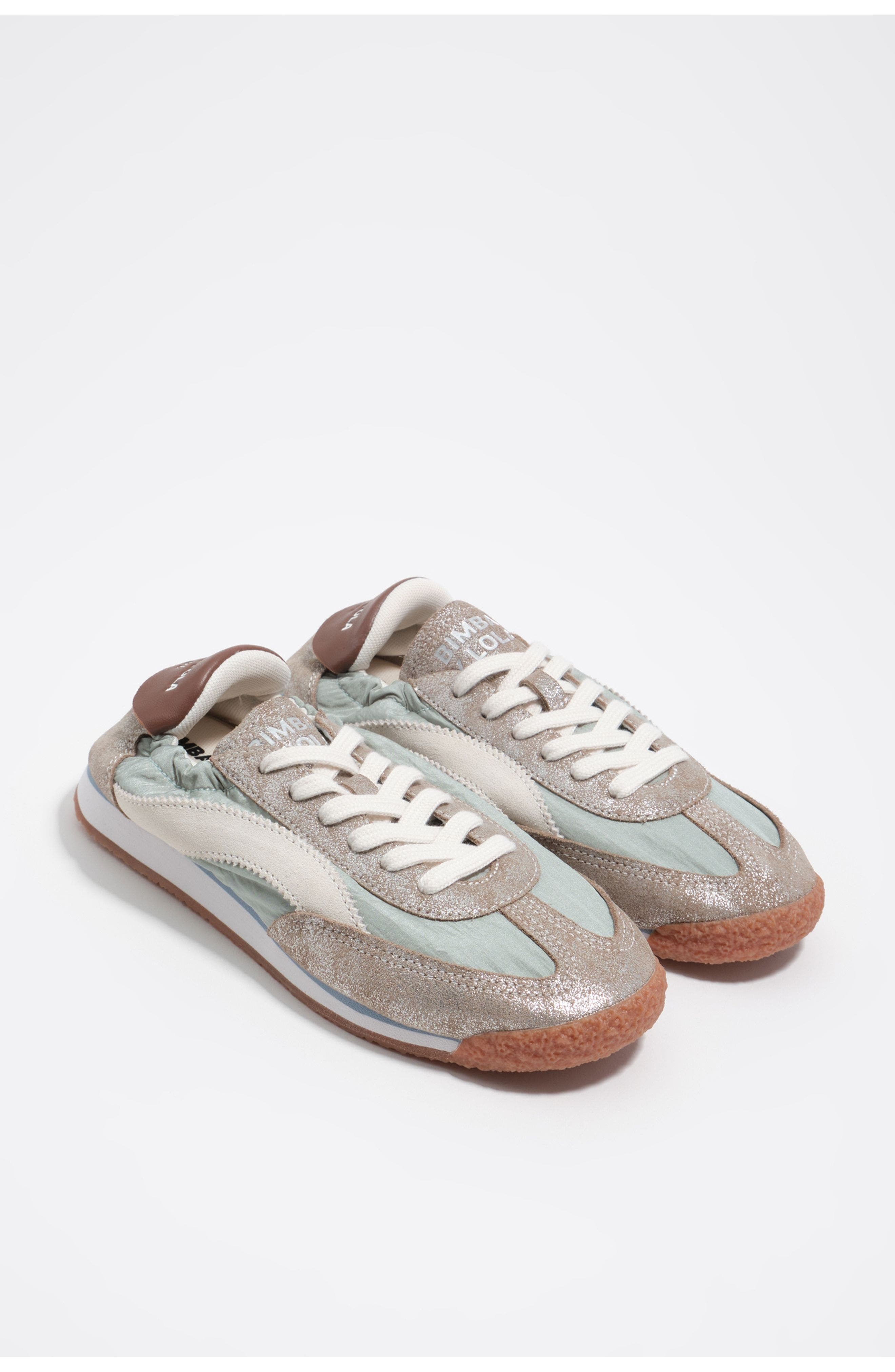 Bimba y Lola Suede & Nylon Elastic Sneakers, Alternate, color, Silver