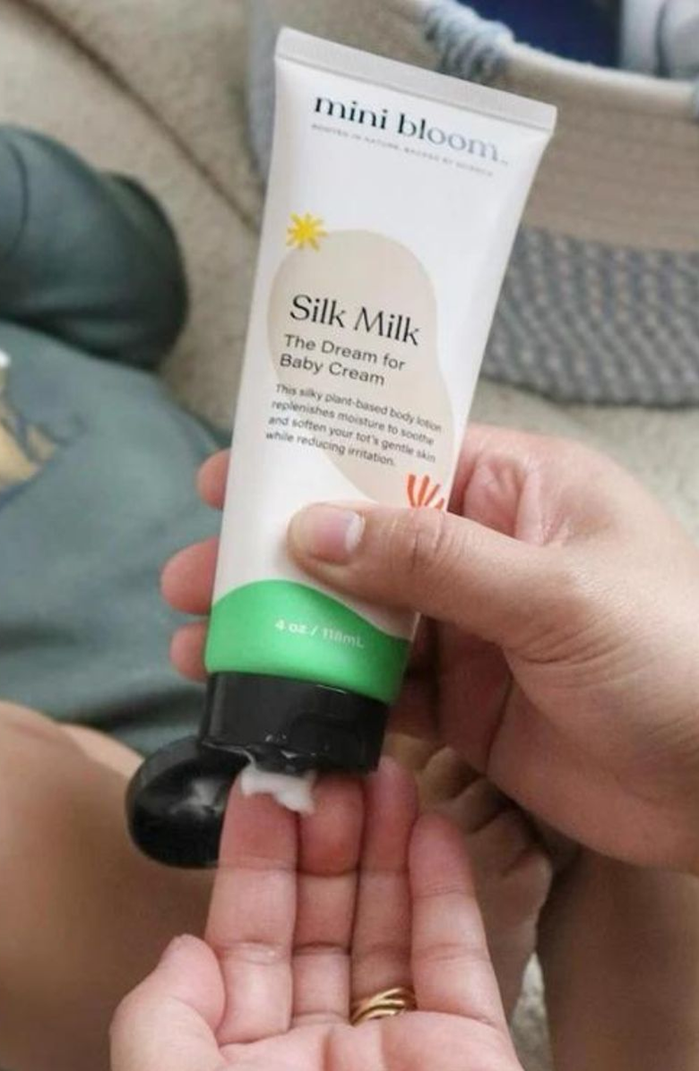 mini bloom Silk Milk Baby Body Lotion, Alternate, color, Peach / Green