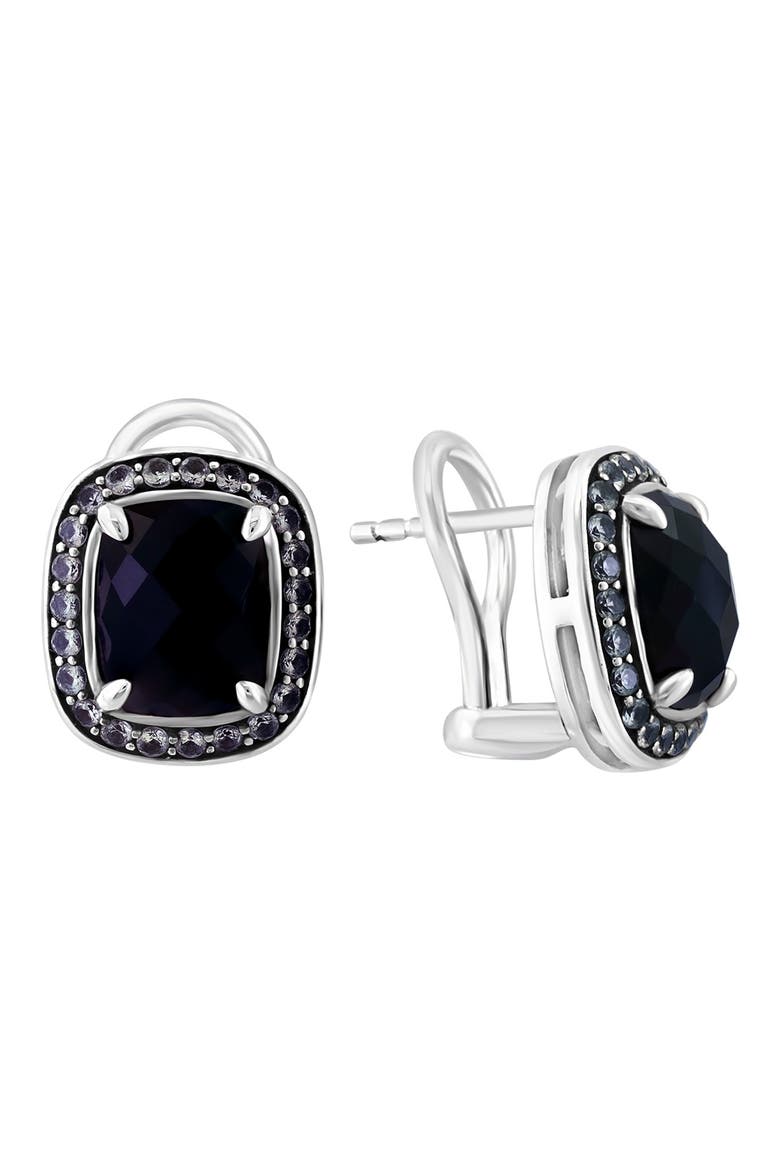 Sterling Silver Onyx & Topaz Stud Earrings, Main, color, BLACK