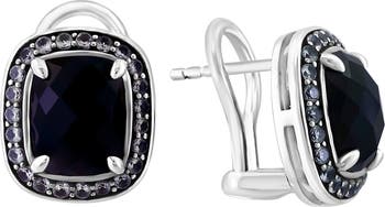 Sterling Silver Onyx & Topaz Stud Earrings
