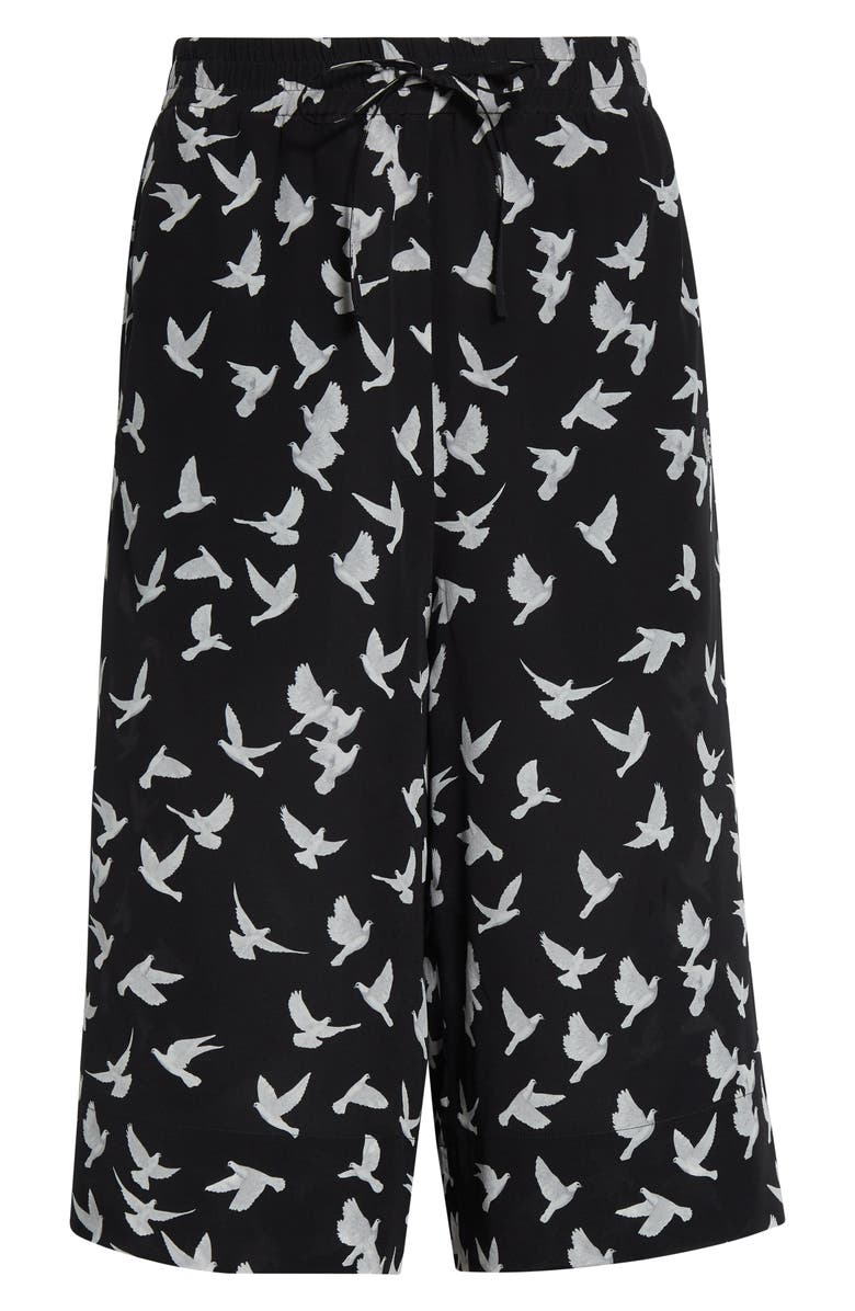 Stella McCartney Mini Birds Silk Shorts, Alternate, color, Black