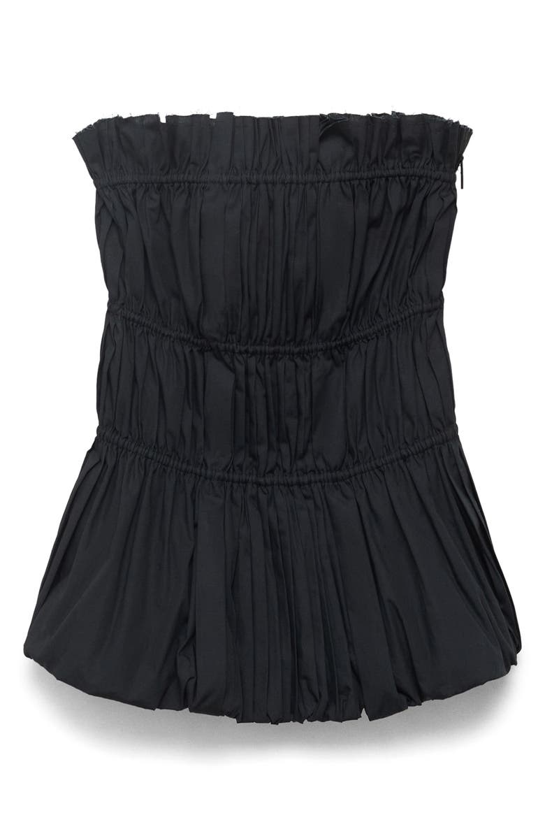 MANGO Ruched Strapless Top, Alternate, color, Black