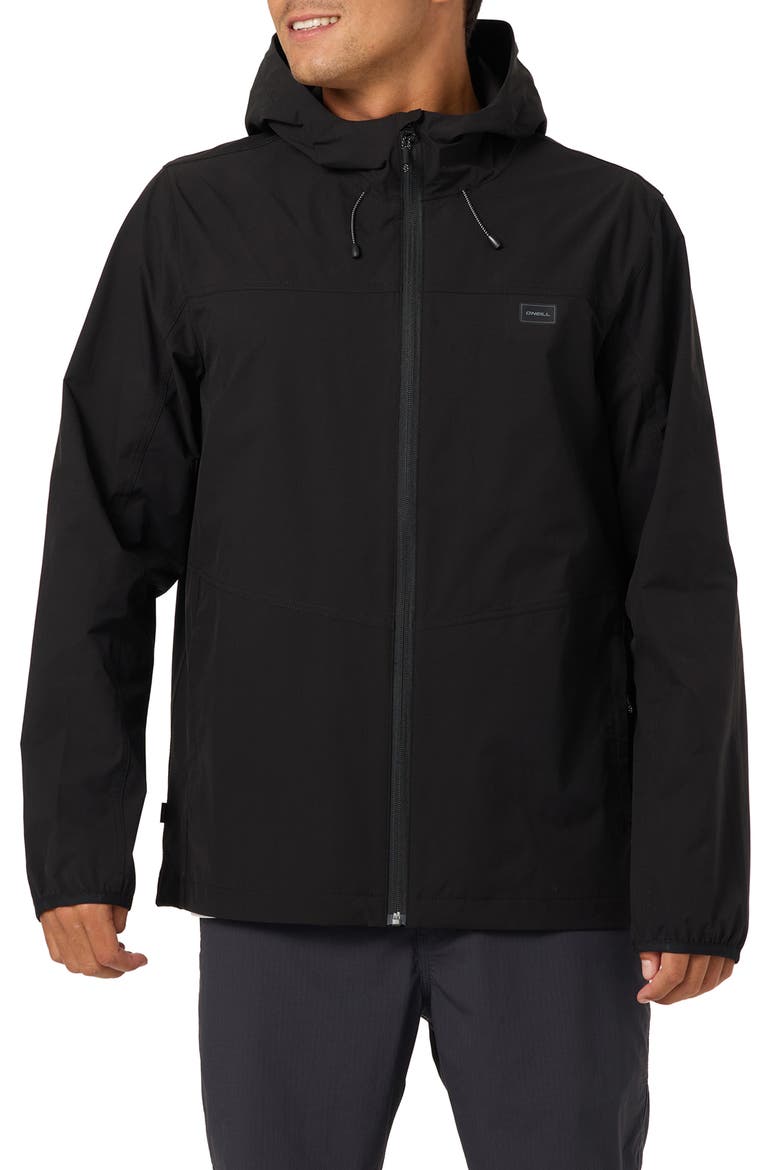 TRVLR Hooded Water Repellent Jacket, Main, color, BLACK
