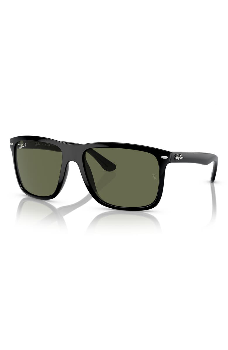 Ray-Ban 57mm Polarized Square Sunglasses, Alternate, color, Black