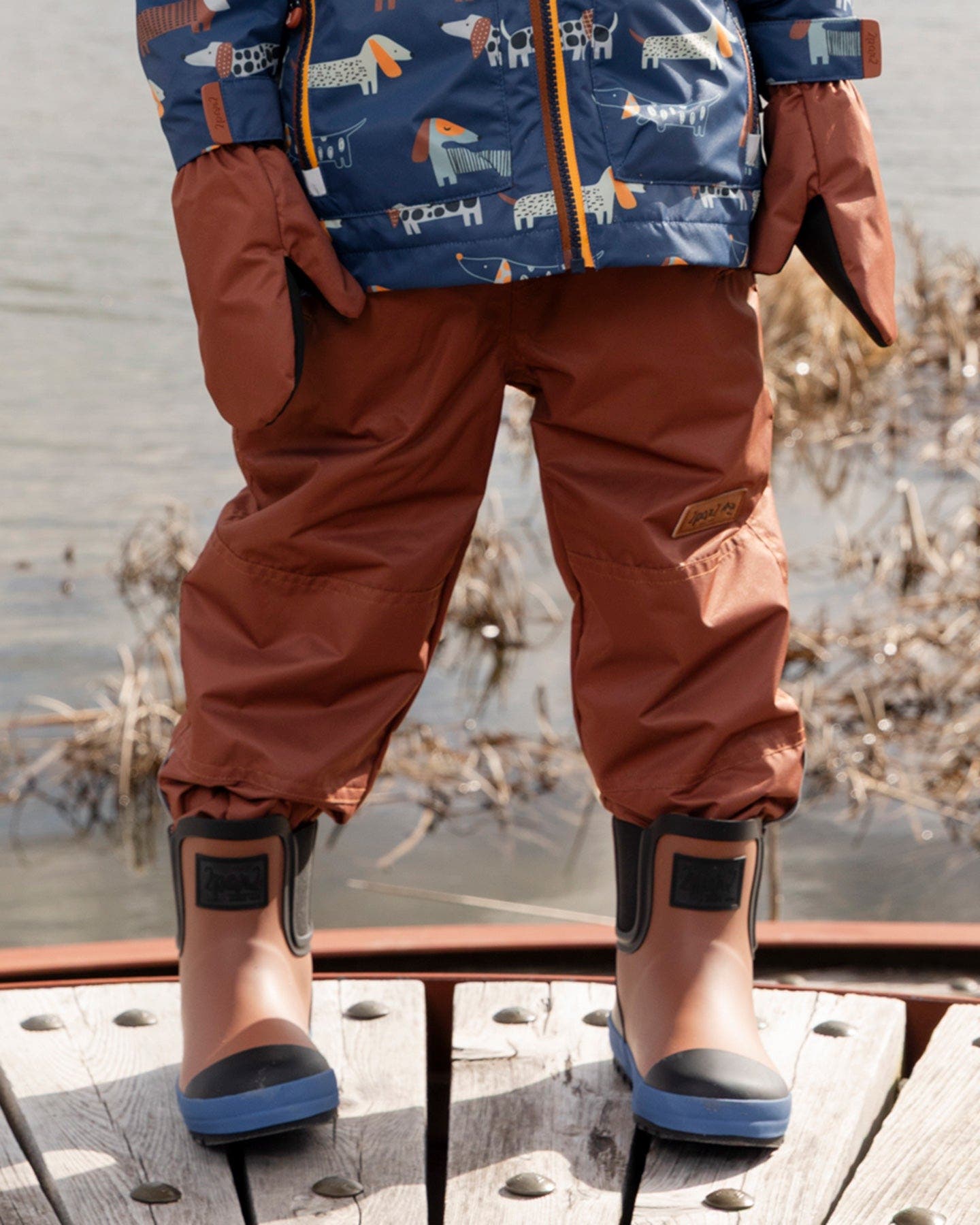 Deux par Deux Boy Short Rain Boots in Natural Rubber, Alternate, color, Brown