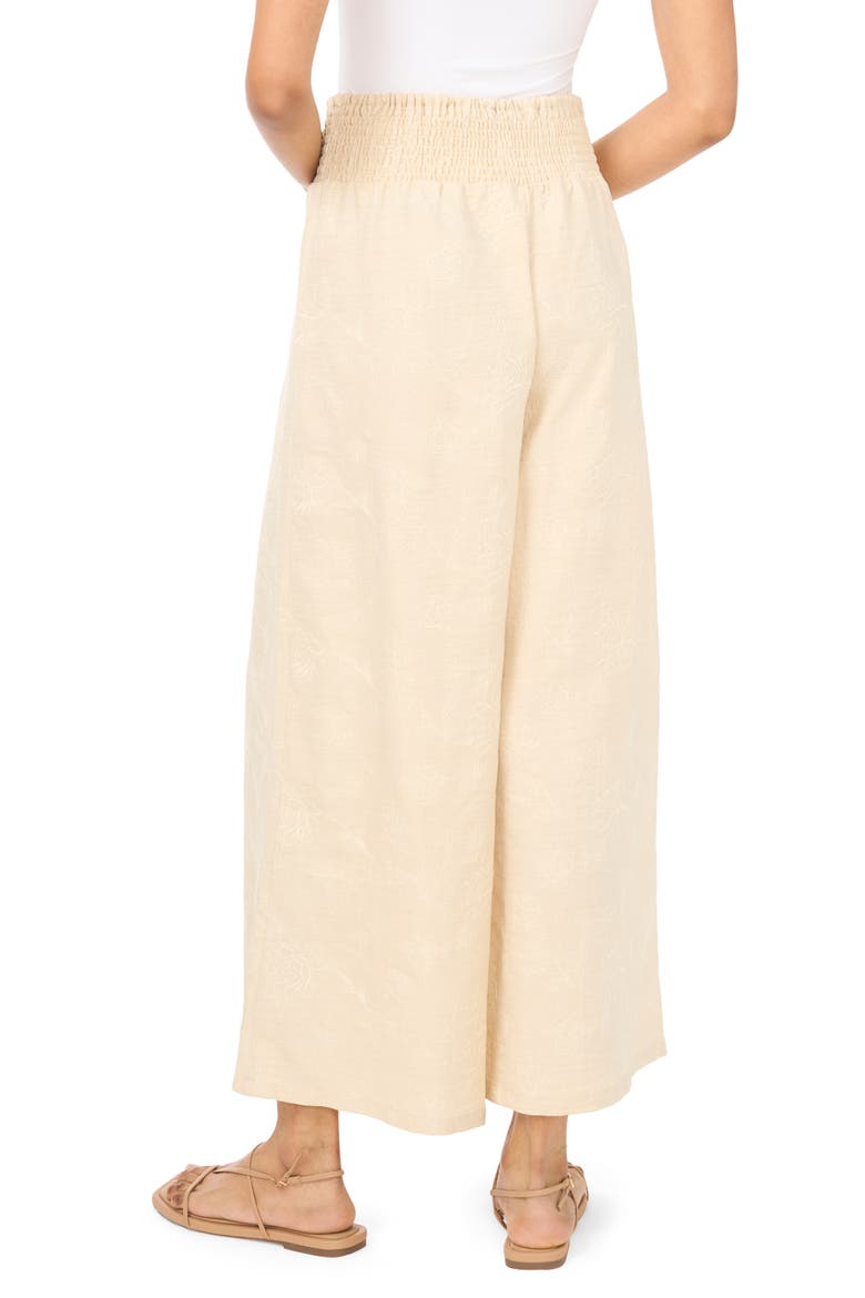 Smocked Waist Crop Wide Leg Pants, Alternate, color, SAND DRIFT